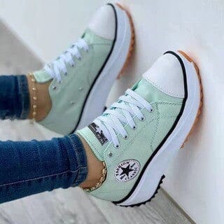 Damen Schnür-Platform-Sneaker – Trendige Canvas Star Turnschuhe