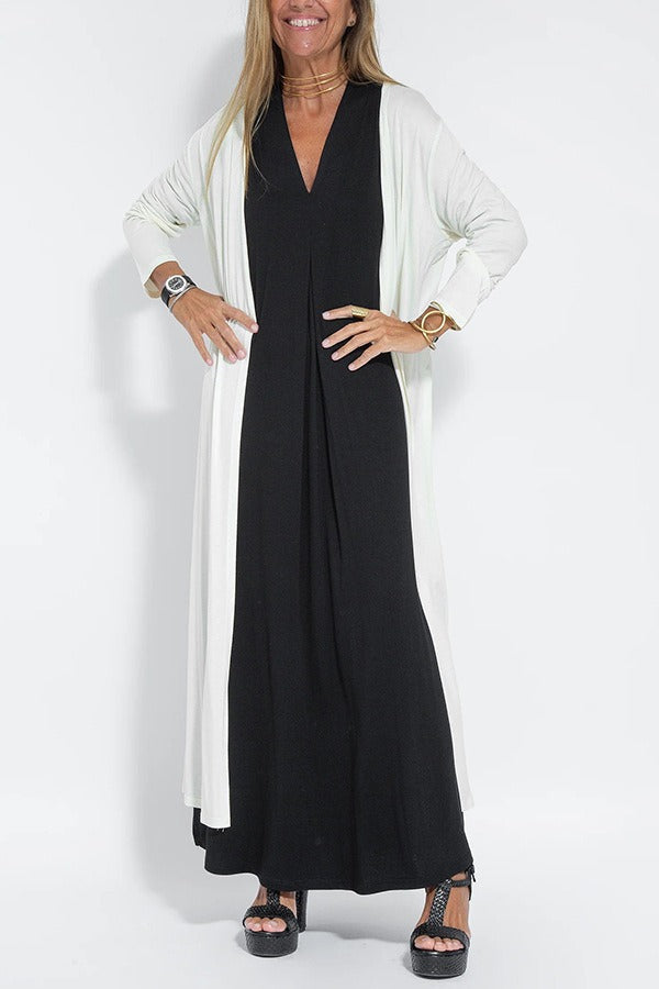 Carmela | Elegantes langes Kleid mit Strickjacke