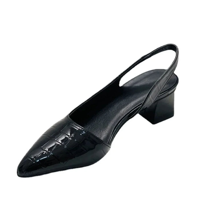 Damen Leder Slingback Pumps Mit Niedrigem Absatz - Elegant Bequem