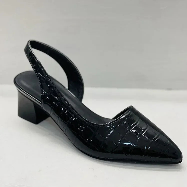 Damen Leder Slingback Pumps Mit Niedrigem Absatz - Elegant Bequem