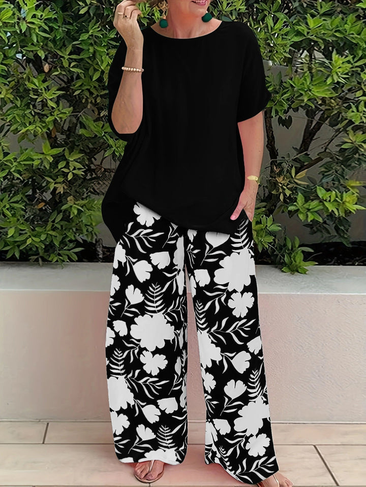 Damen Zweiteiliges Blumen Maxi Set Mit Schwung