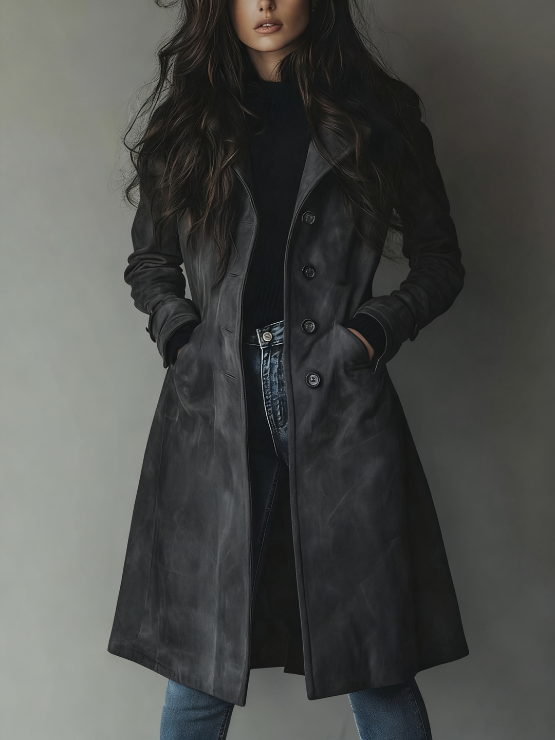 Teresa | Klassischer Wildleder-Trenchcoat mit Vintage-Flair