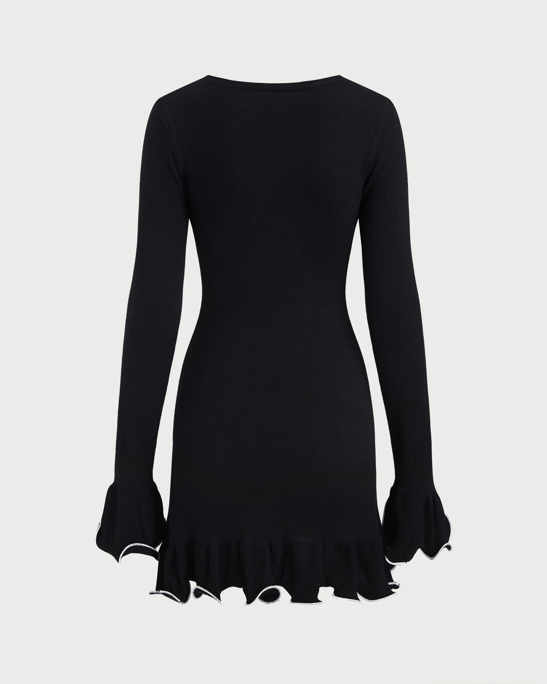 Damen Enganliegendes Langarm Mini Kleid Mit Gerafftem Saum