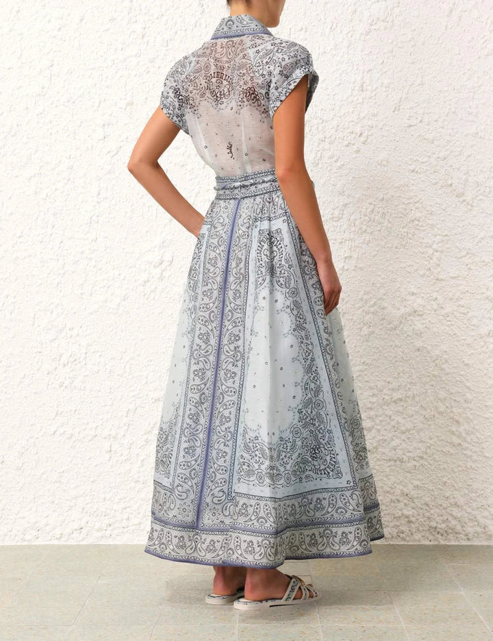Damen Knopfleiste Kurzarm Gürtelkleid