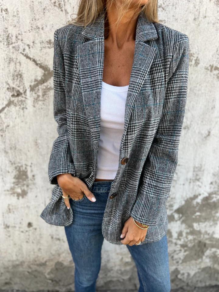 Damen Blazer Mit Lockerem Karomuster