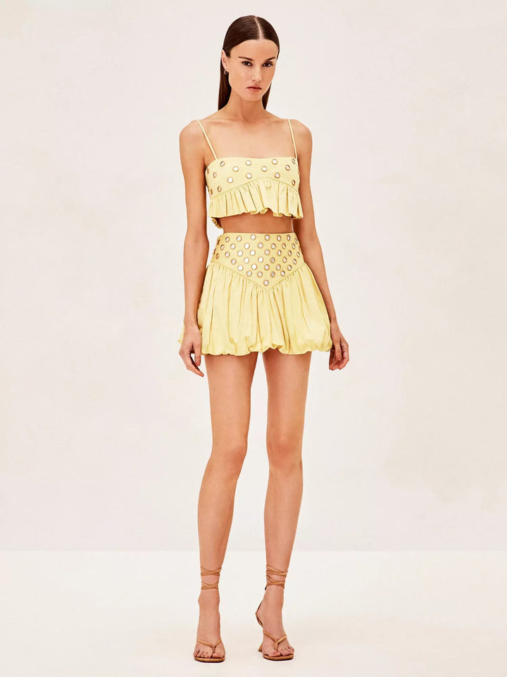 Damen Pailletten Spiegel Rock Set – Glänzendes Party Zweiteiler Outfit
