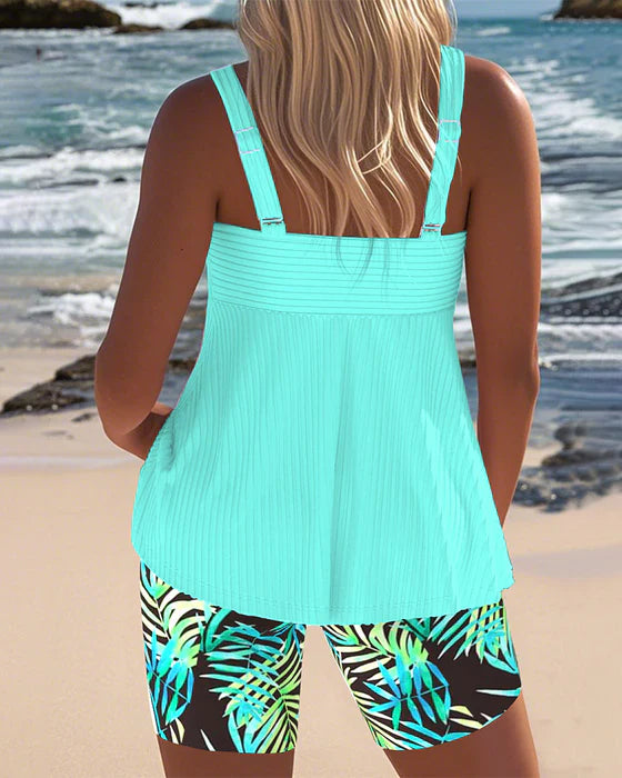 Damen Lebendiges Formendes Blumen Badeanzug Set