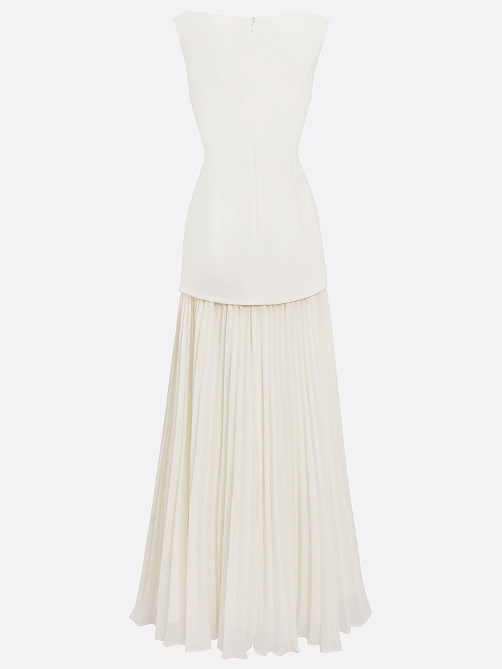 Ärmelloses Maxikleid für Damen mit fließenden Falten – Elegantes Brautjungfernkleid