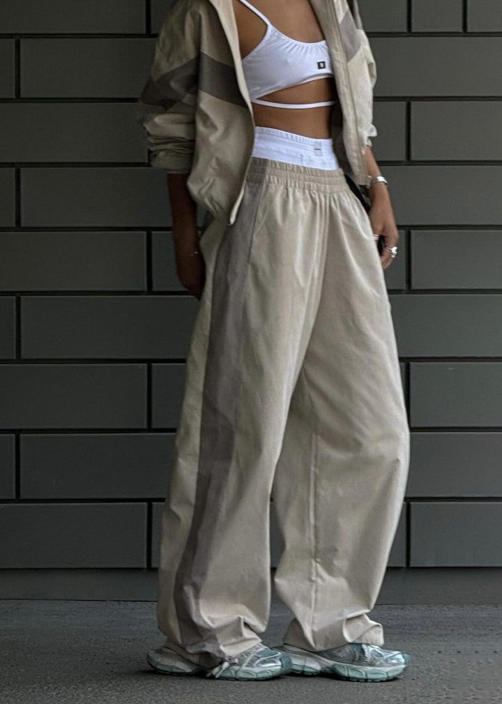 Damen Neutralfarbiges Lockeres Trainingsanzug Set – Lässiges Lounge Outfit