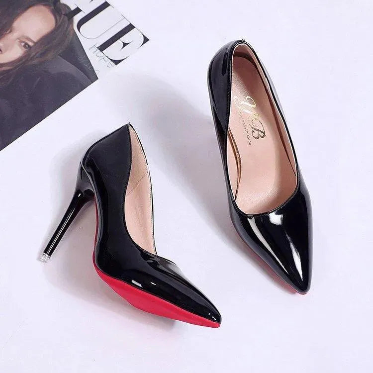 Damen Glänzende Leder High Heel Stilettos – Elegante Abend-Pumps
