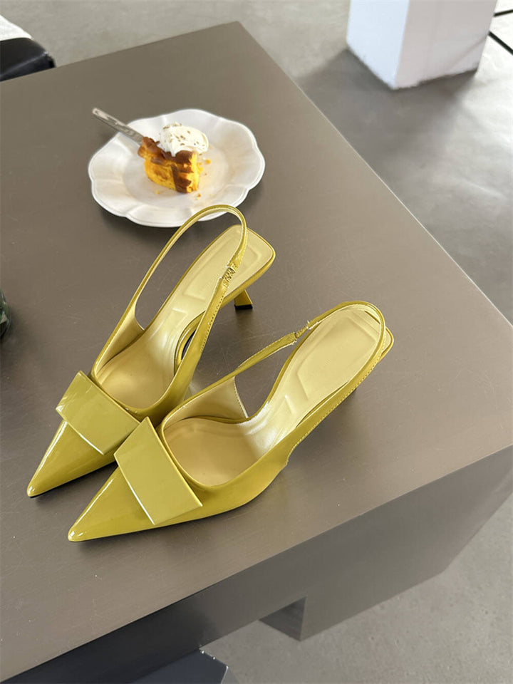 Damen Sandalen Mit Quadratischer Schnalle Spitze Stiletto Mittelhoch – Elegante Absätze
