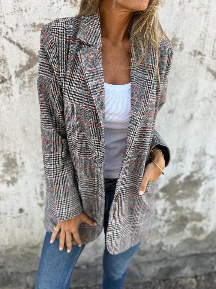 Damen Blazer Mit Lockerem Karomuster