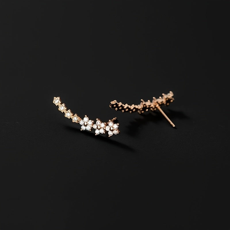 Damen Glitzernde Ohrklemmen Mit Blumen- Und Sternenmotiv – Eleganter Schmuck