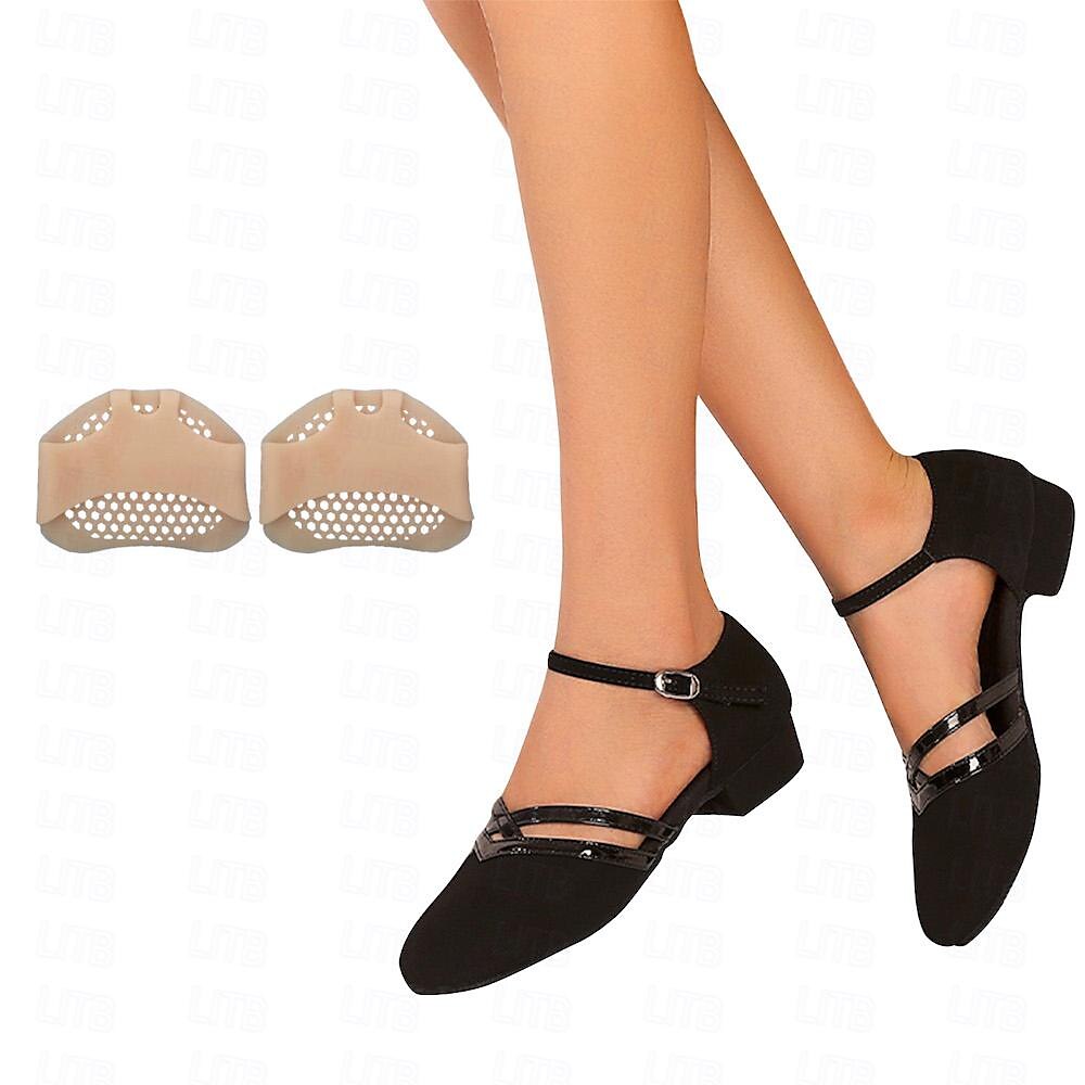 Damen Schwarze Wildleder Tanzschuhe Niedriger Absatz – Professionelle Ballroom Schuhe