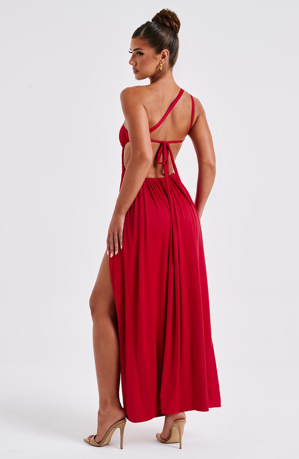 Damen Asymmetrisch Rückenfreies Langes Kleid