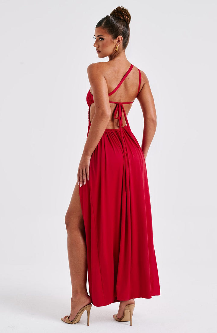 Damen Asymmetrisch Rückenfreies Langes Kleid