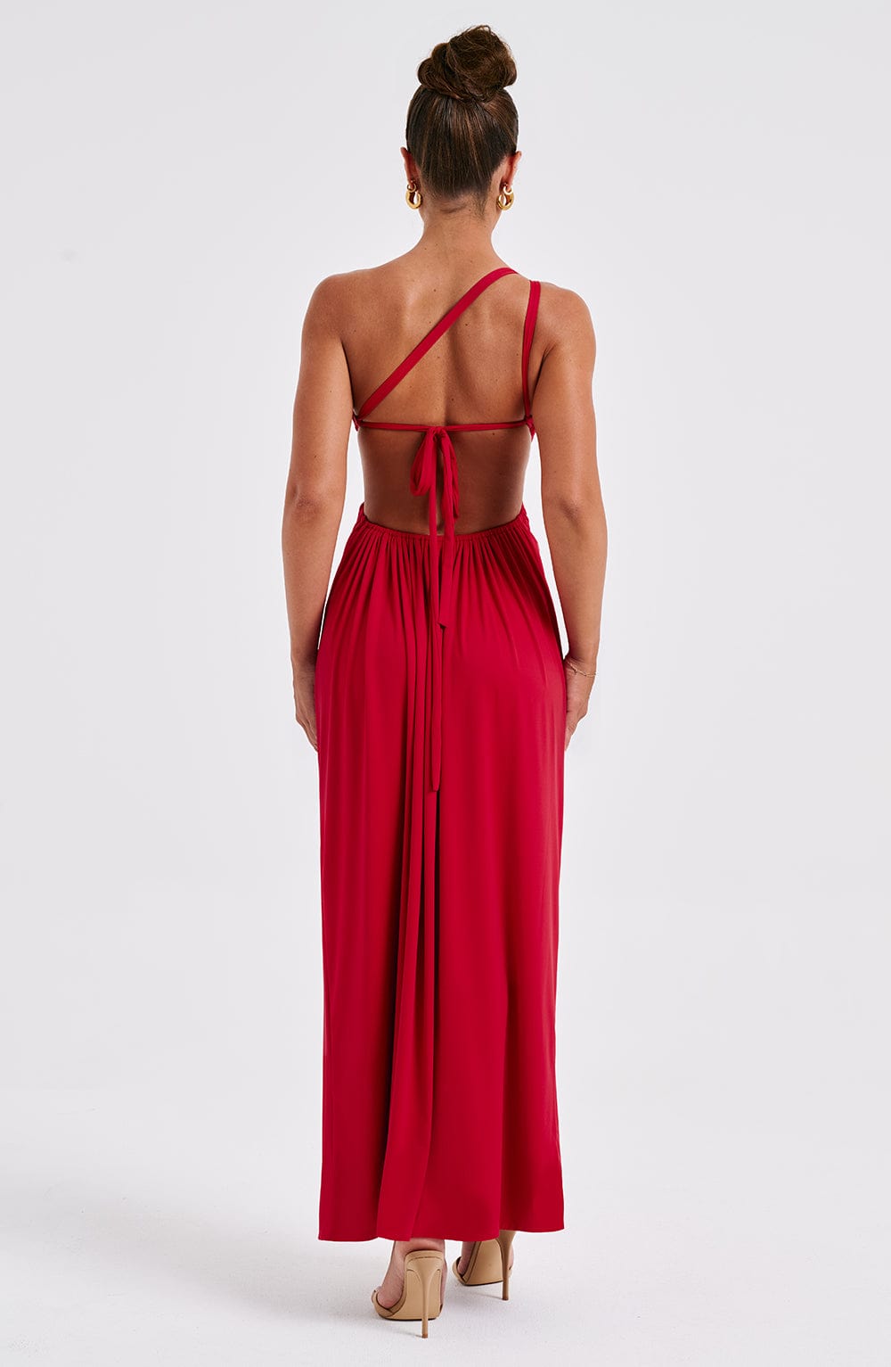 Damen Asymmetrisch Rückenfreies Langes Kleid