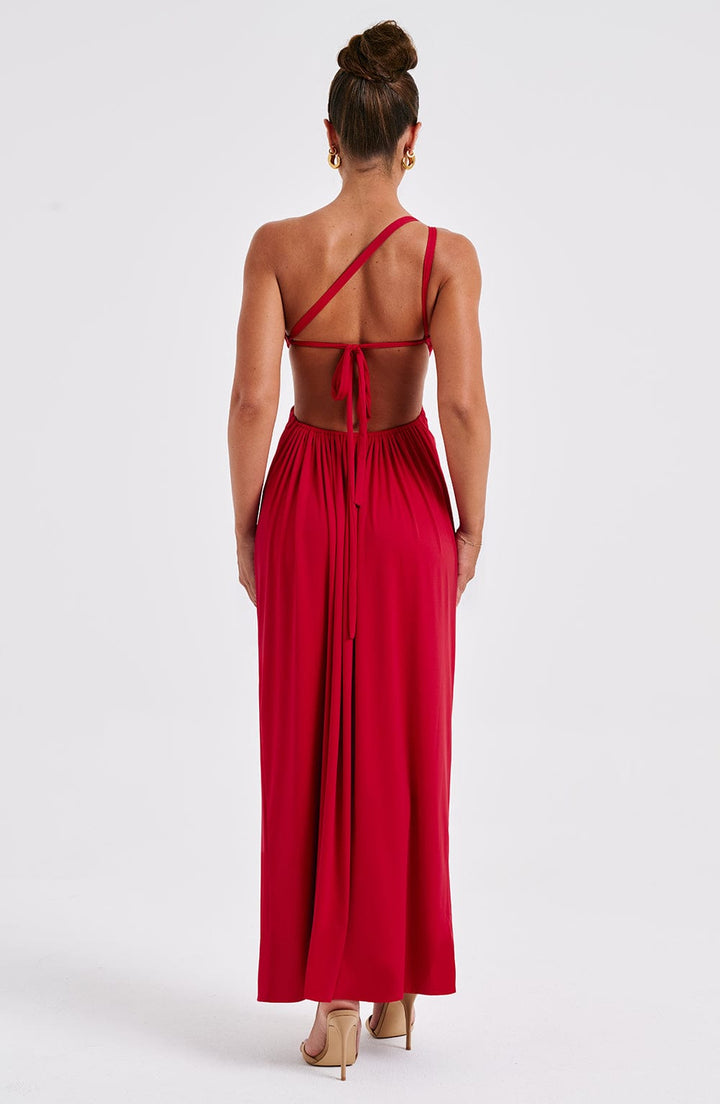 Damen Asymmetrisch Rückenfreies Langes Kleid