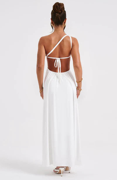 Damen Asymmetrisch Rückenfreies Langes Kleid