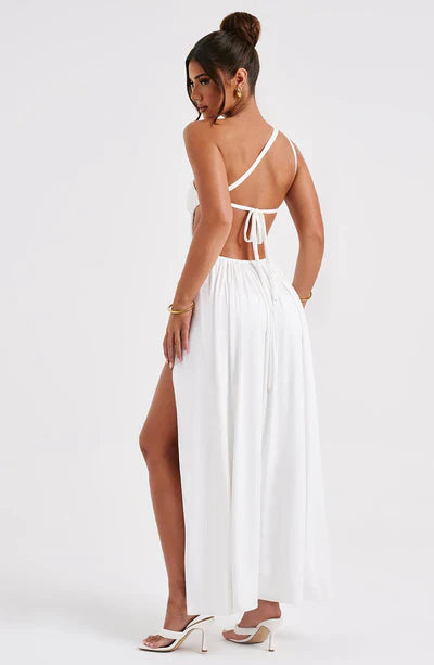 Damen Asymmetrisch Rückenfreies Langes Kleid