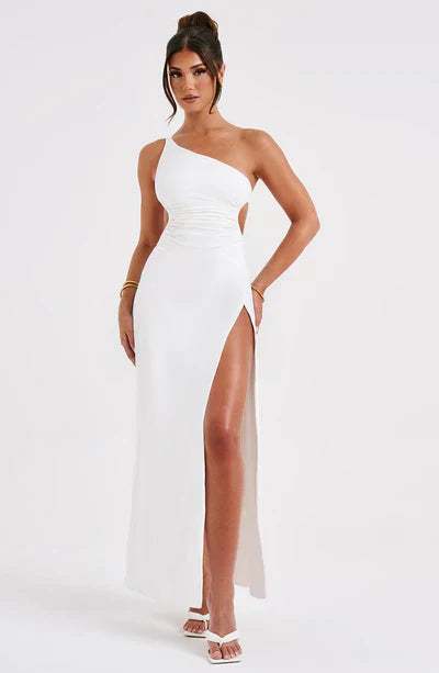 Damen Asymmetrisch Rückenfreies Langes Kleid