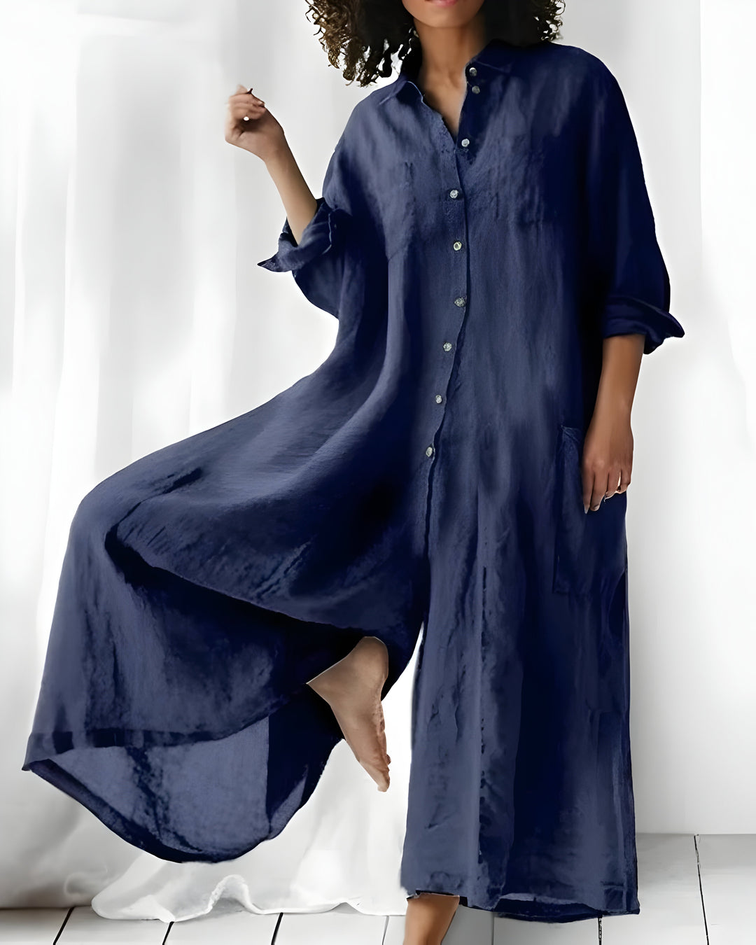 Damen Langarm Jumpsuit Mit Weitem Bein