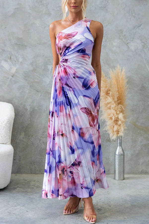 Maxikleid Mit Blumenprint One Shoulder Damen
