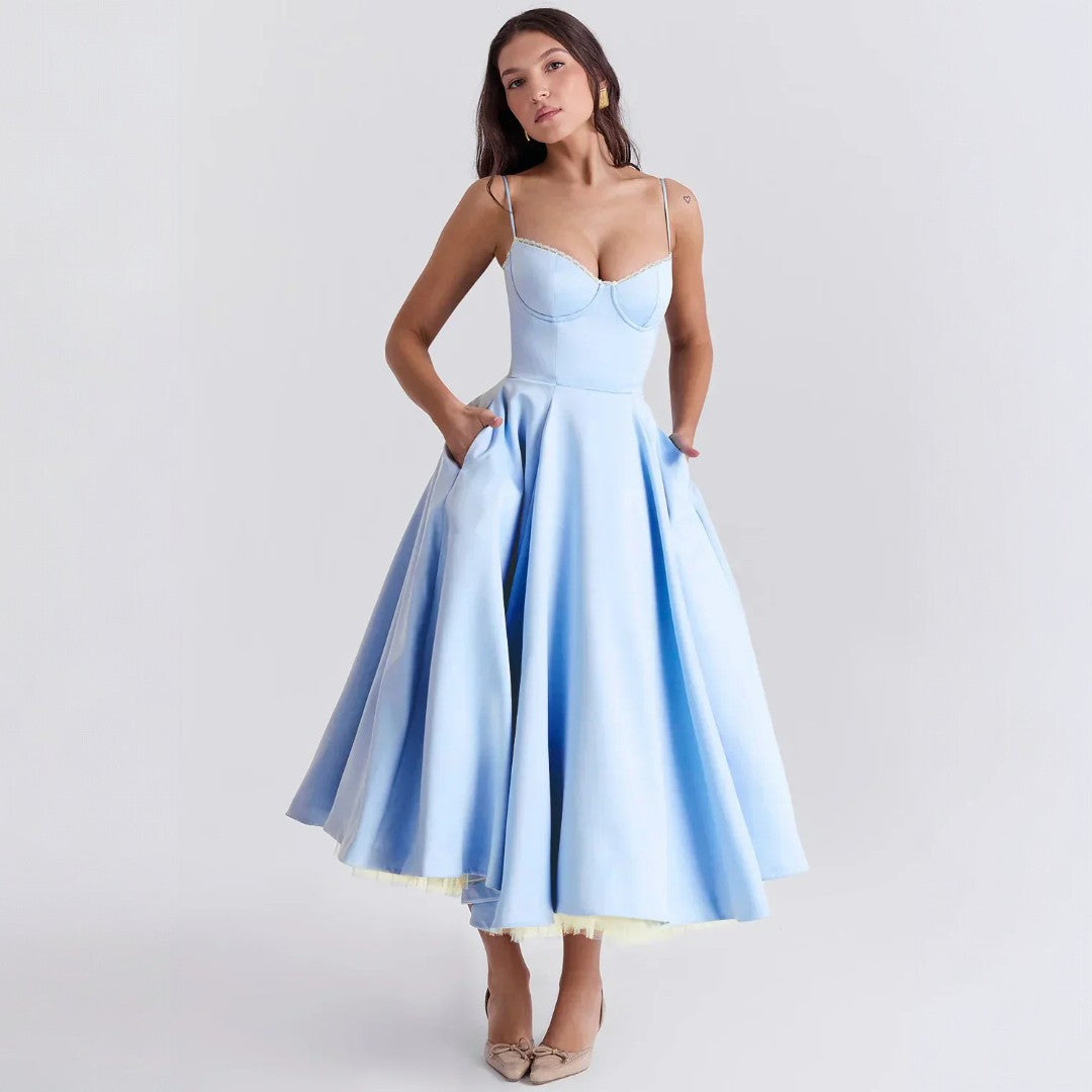 Damen Ärmelloses Korsett Midikleid - Eleganter Dinner Party Stil