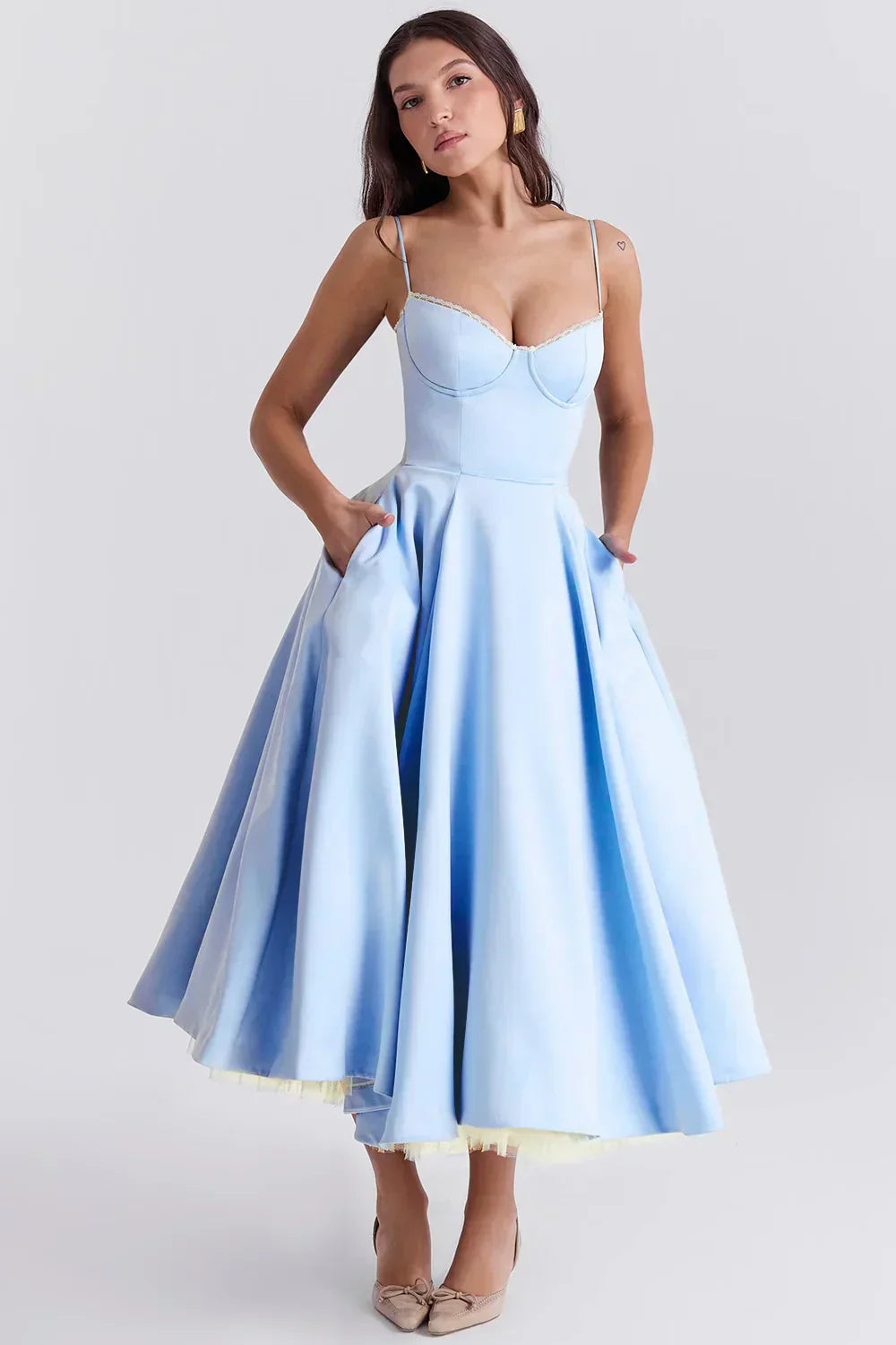 Damen Ärmelloses Korsett Midikleid - Eleganter Dinner Party Stil