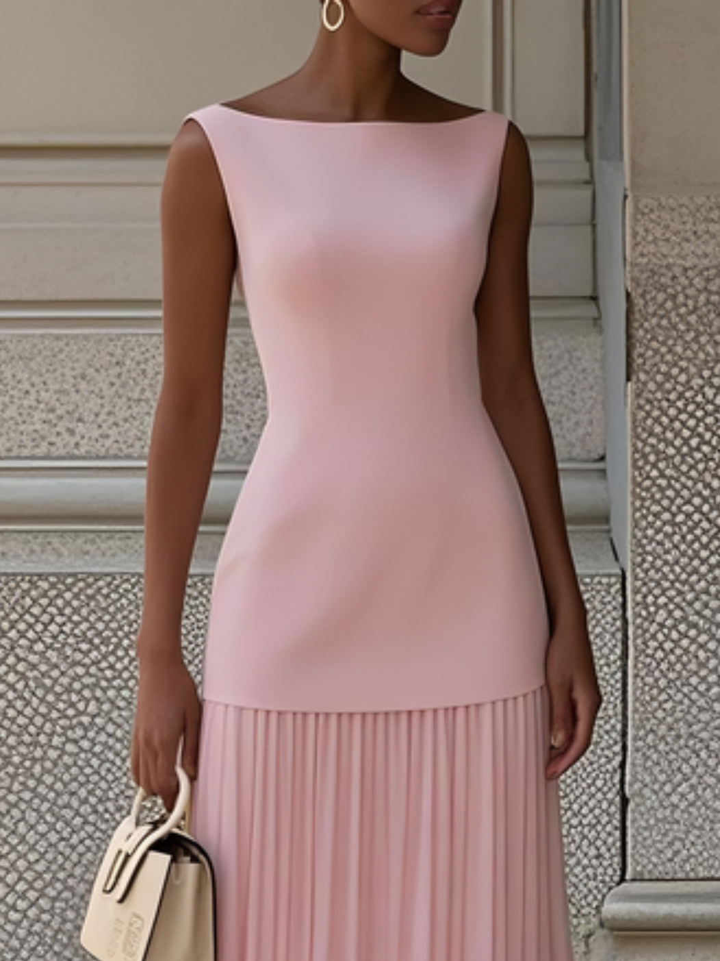 Ärmelloses Maxikleid für Damen mit fließenden Falten – Elegantes Brautjungfernkleid
