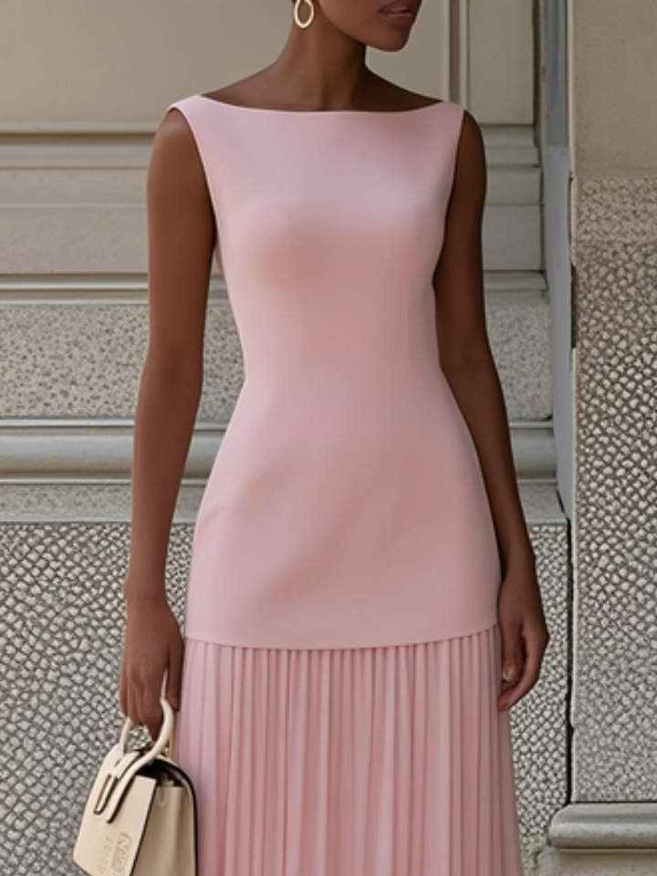 Ärmelloses Maxikleid für Damen mit fließenden Falten – Elegantes Brautjungfernkleid