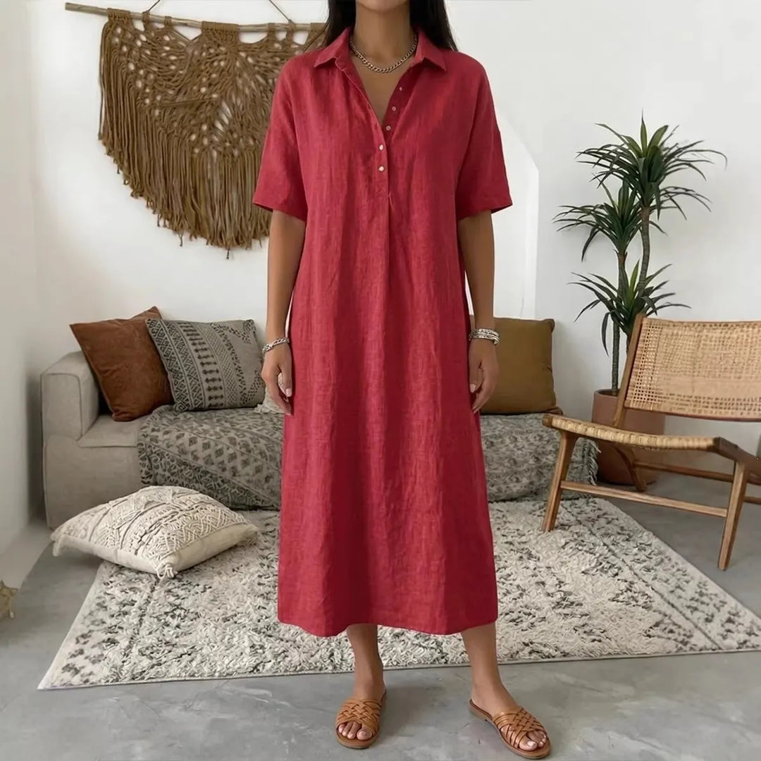 Baumwoll-Leinen Polokleid