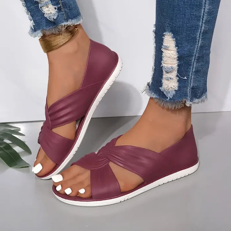 Damen Leder Sandalen Mit Gummisohle