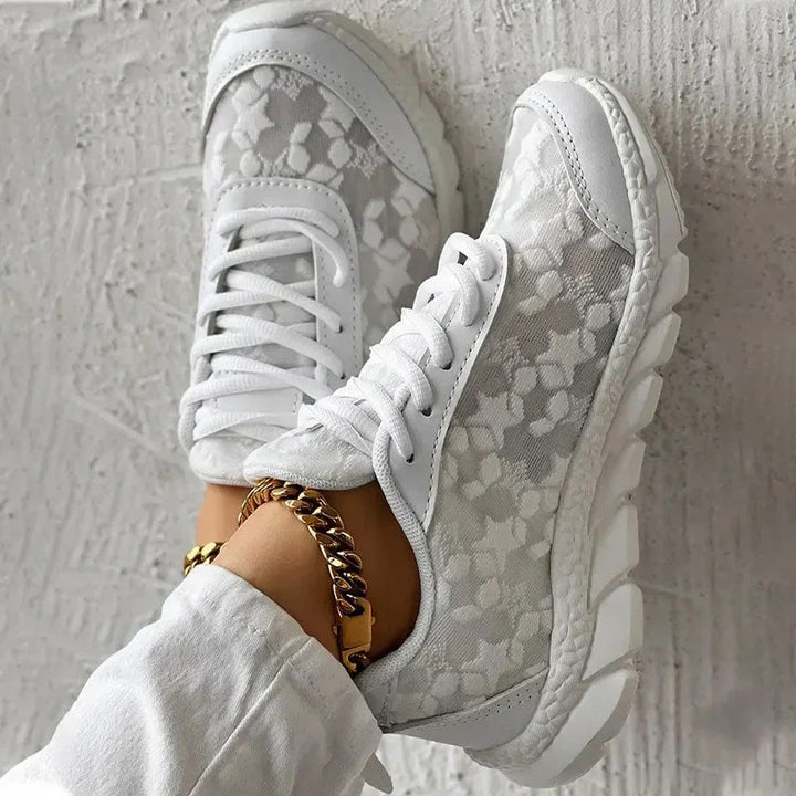 Damen Orthopädische Weiße Mesh Sneaker – Atmungsaktive Fußgewölbe Unterstützung