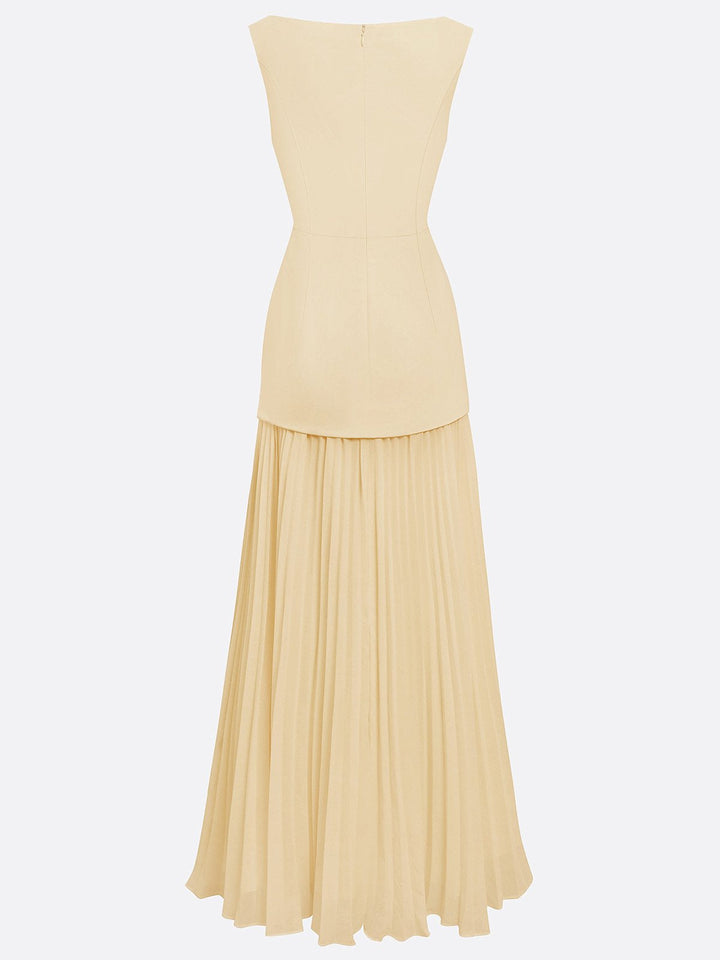 Ärmelloses Maxikleid für Damen mit fließenden Falten – Elegantes Brautjungfernkleid