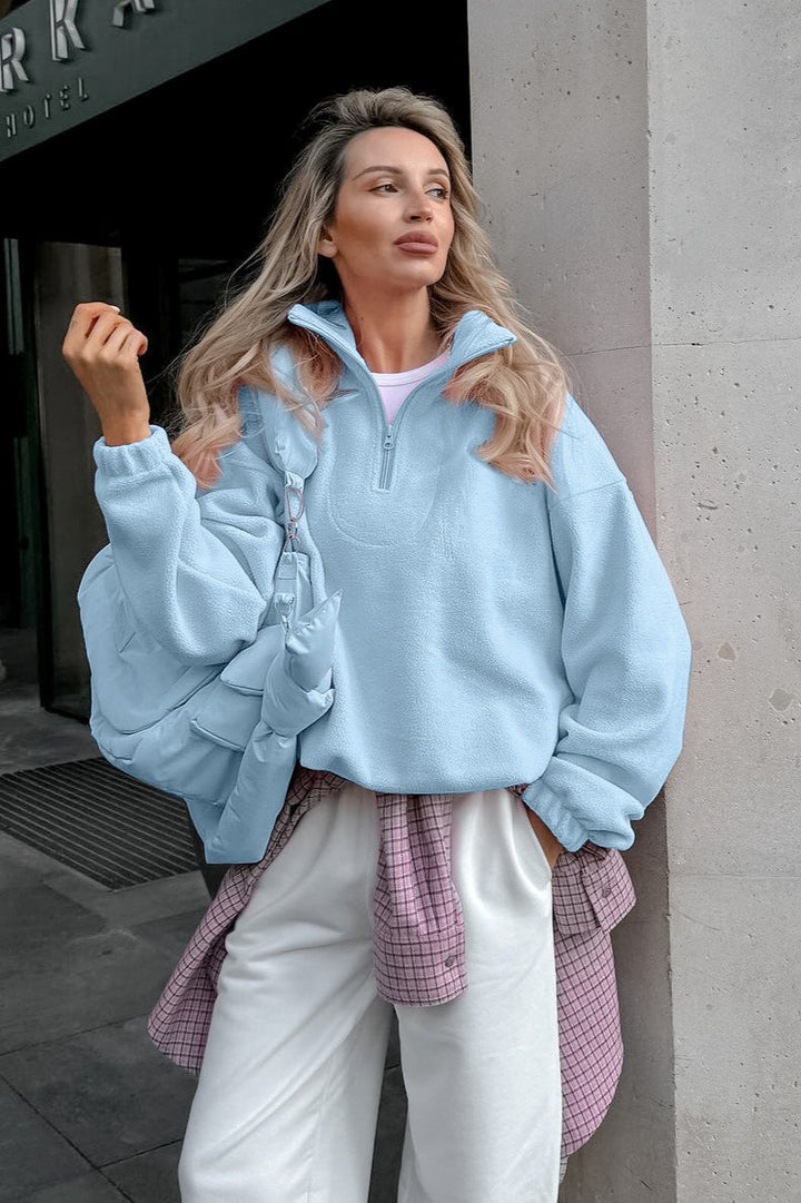 Damen Rosa Sherpa Kragen Übergroß Hoodie - Gemütlicher Pullover