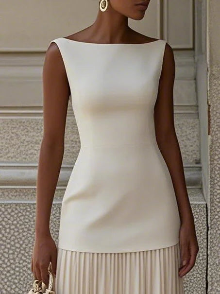 Ärmelloses Maxikleid für Damen mit fließenden Falten – Elegantes Brautjungfernkleid