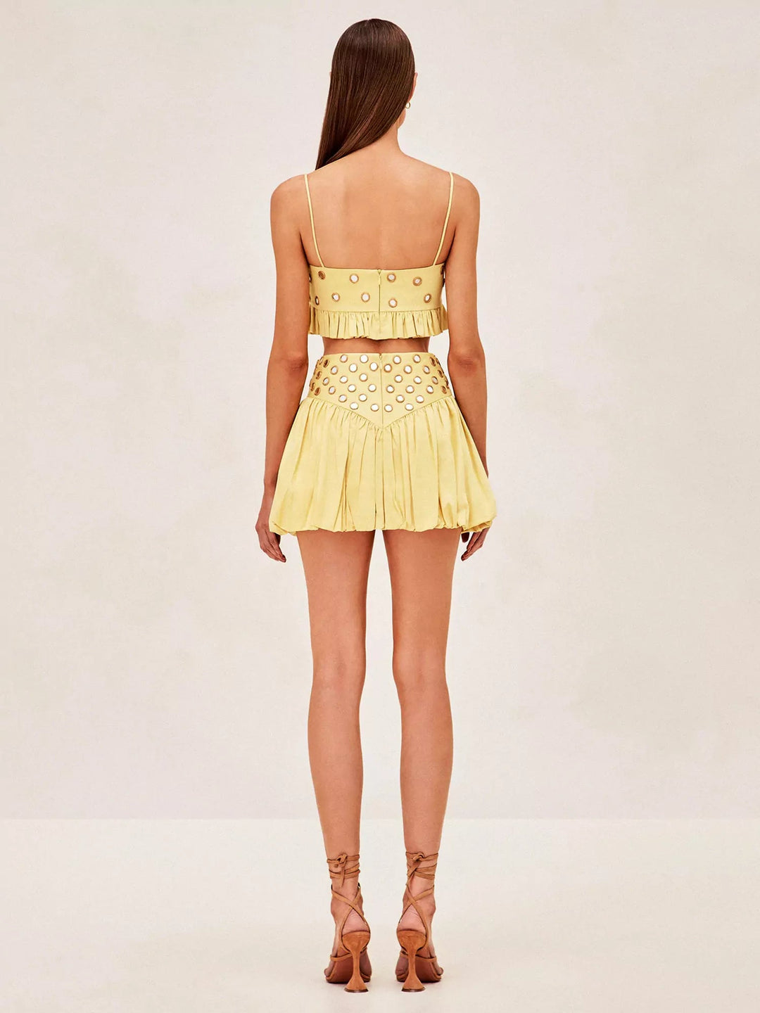 Damen Pailletten Spiegel Rock Set – Glänzendes Party Zweiteiler Outfit