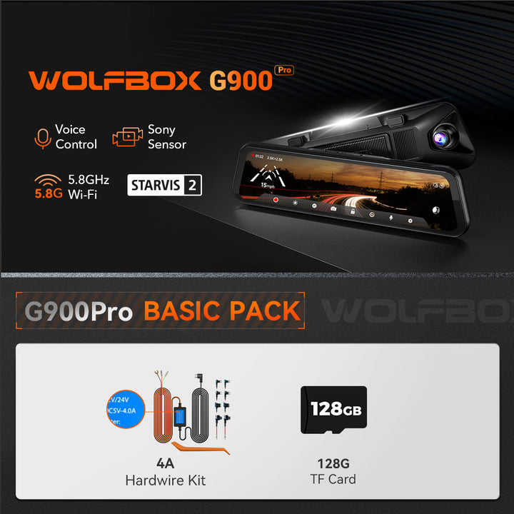 WOLFBOX G900Pro 12 MP WiFi-Touchscreen-Rückspiegel-Dashcam Smart Mirror