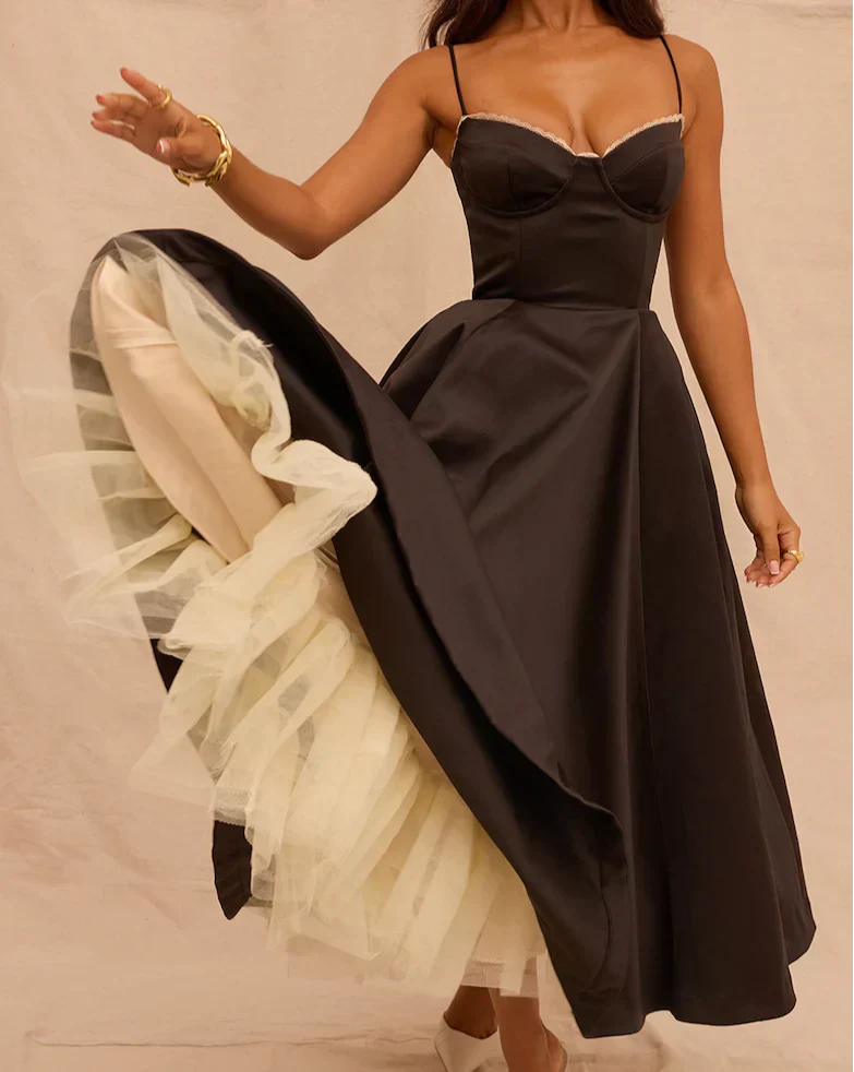 Damen Ärmelloses Korsett Midikleid - Eleganter Dinner Party Stil