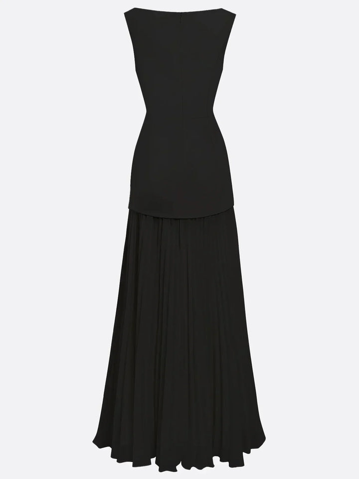 Ärmelloses Maxikleid für Damen mit fließenden Falten – Elegantes Brautjungfernkleid
