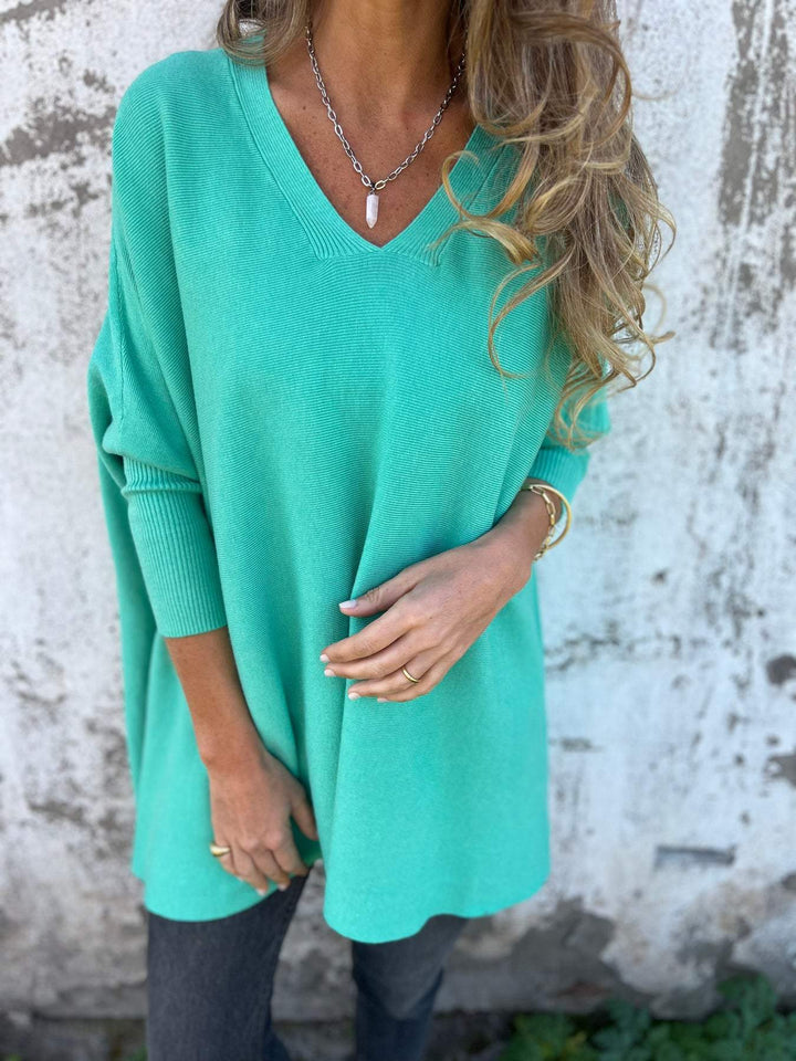 Damen V Ausschnitt Langer Pullover