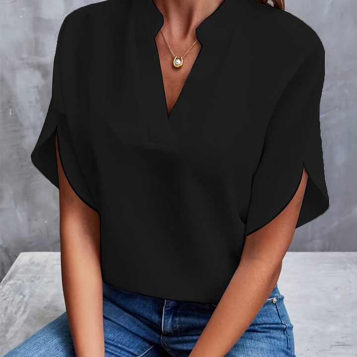 Damen Chiffonbluse Mit V-Ausschnitt