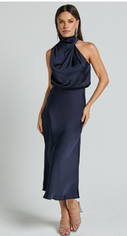 Damen Seiden Halterneck Kleid