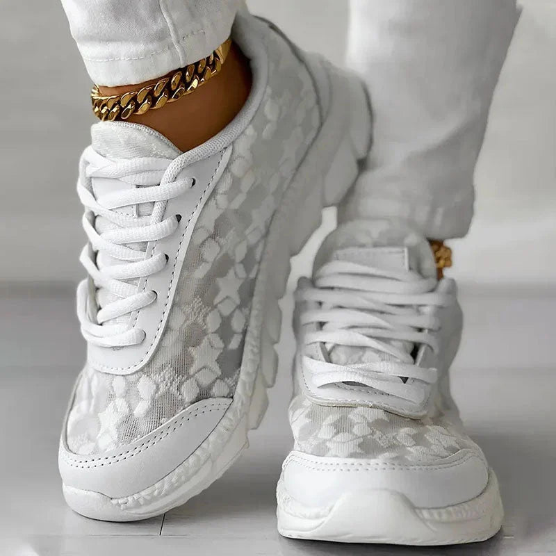 Damen Orthopädische Weiße Mesh Sneaker – Atmungsaktive Fußgewölbe Unterstützung