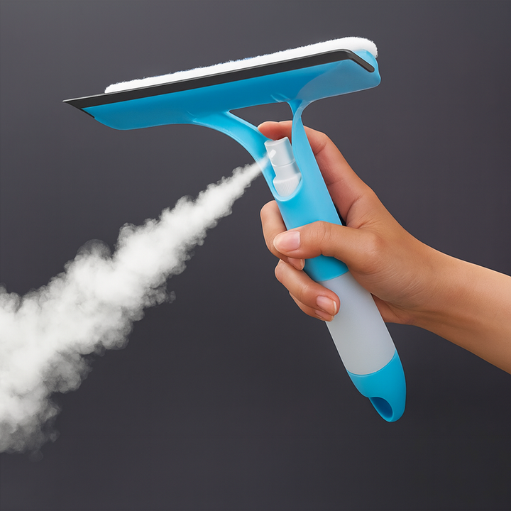 2-in-1 Glaswischer mit Sprühflasche – Streifenfreie Fensterreinigung