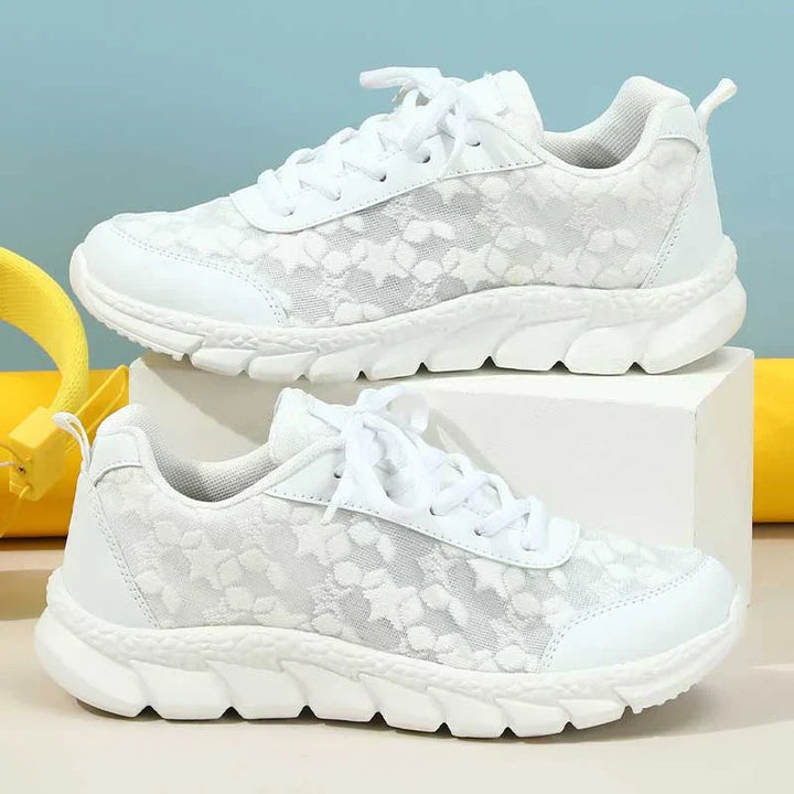 Damen Orthopädische Weiße Mesh Sneaker – Atmungsaktive Fußgewölbe Unterstützung