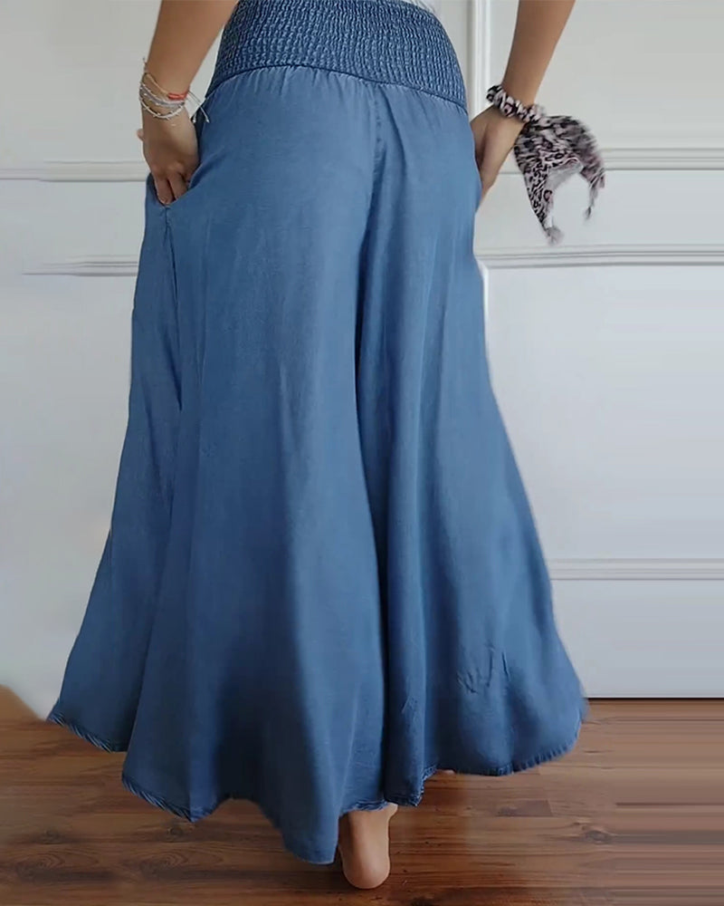 Damen Hochgeschnittene Weite Hosen