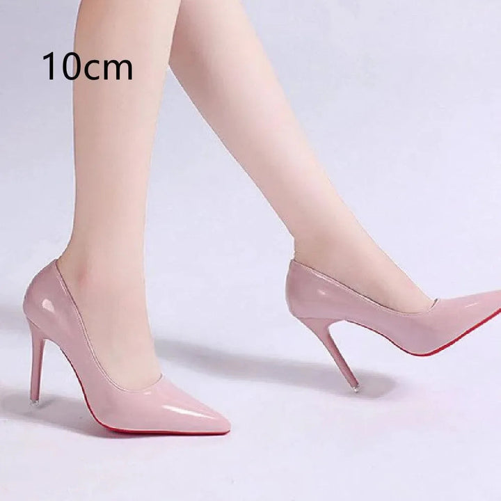 Damen Glänzende Leder High Heel Stilettos – Elegante Abend-Pumps