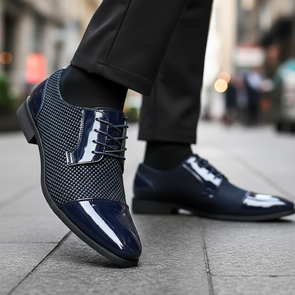Herren Lackleder Oxford Schuhe Mit Punktmuster – Elegante Business Schuhe